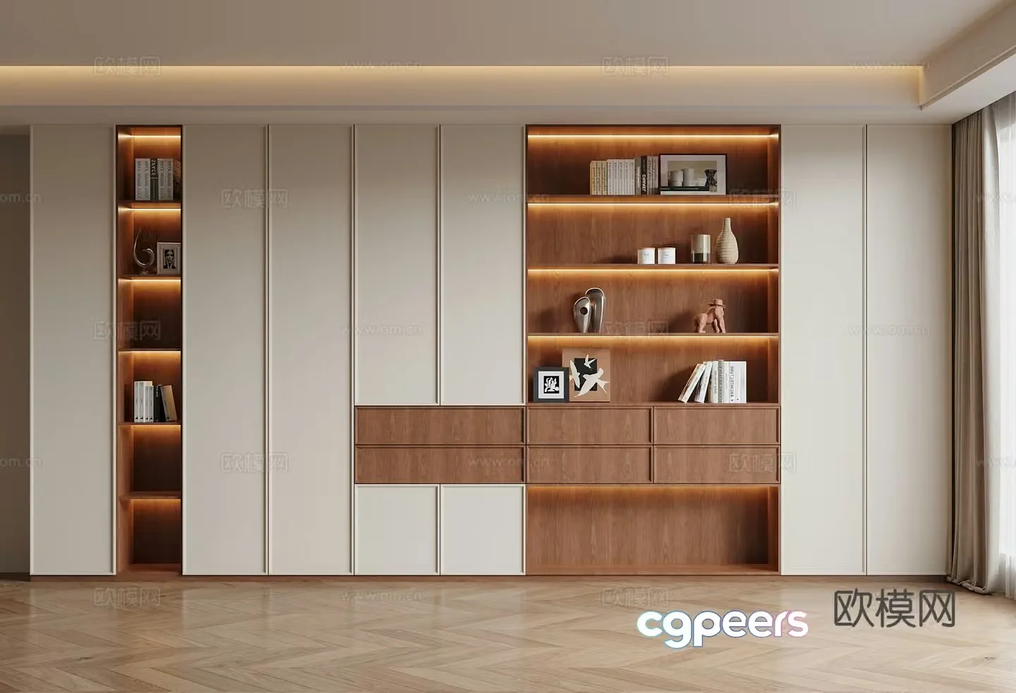 Modern medieval style bookcase 3d model
