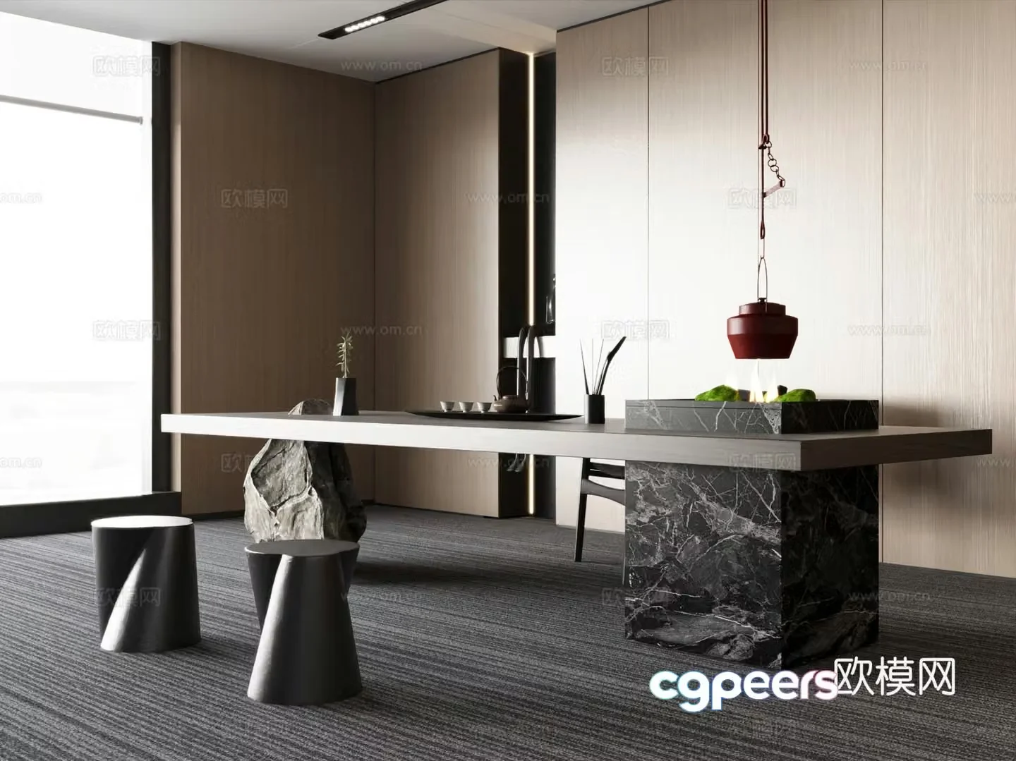 Modern new Chinese style tea room tea room cabinet tea table chair 3D model