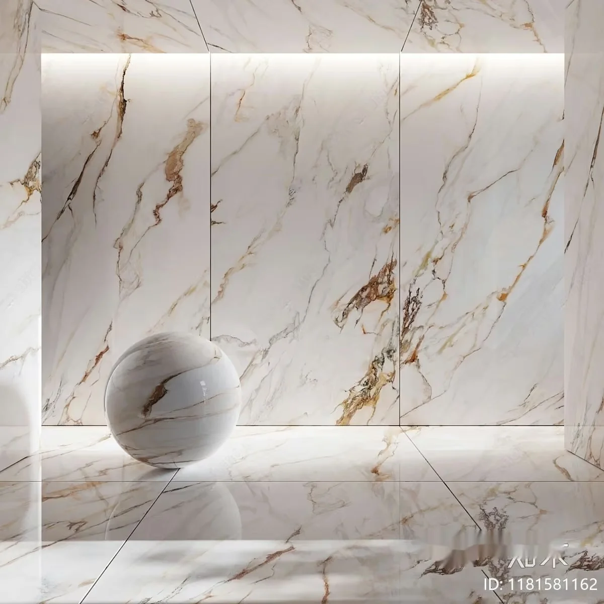 A Marble Ball In A Marble Room 3D Model – 1752 – CORONA Render