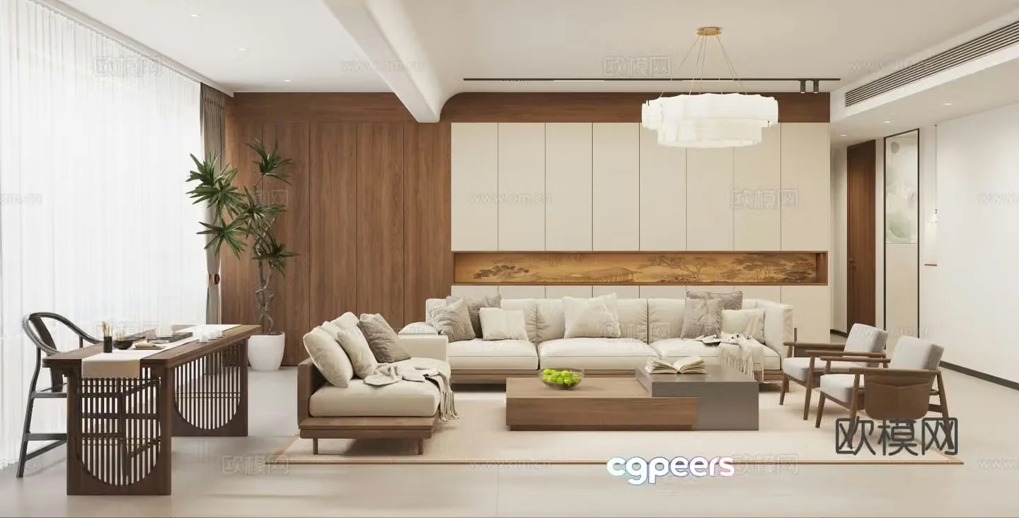 New Chinese style Song style aesthetics guest restaurant 3D model