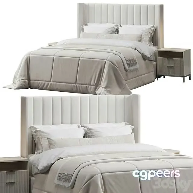 3ds Max Free – Striped Wingback Headboard Bed