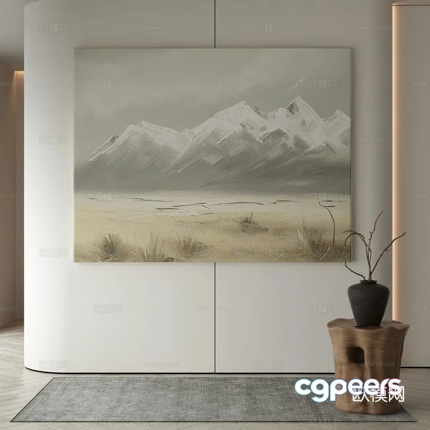 Modern decorative painting texture painting hanging painting 3d model