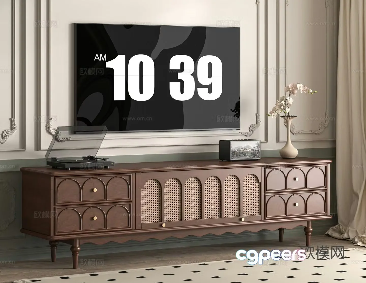 Middle-aged TV cabinet 3D model