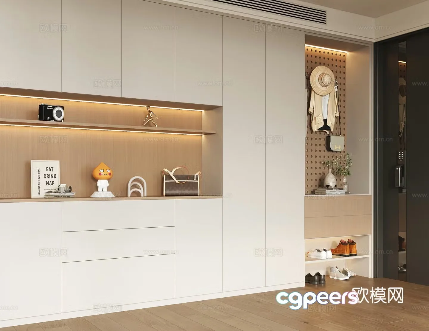 Modern home entrance shoe cabinet home entrance entrance shoe cabinet shoe replacement stool side cabinet decorative cabinet 3D model