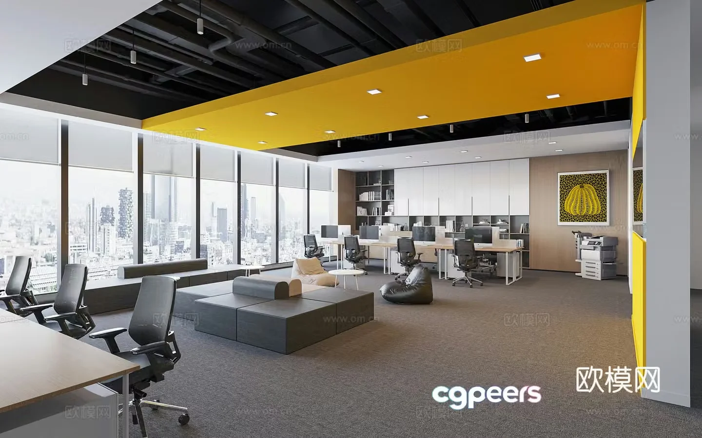 Public office area office 3d model
