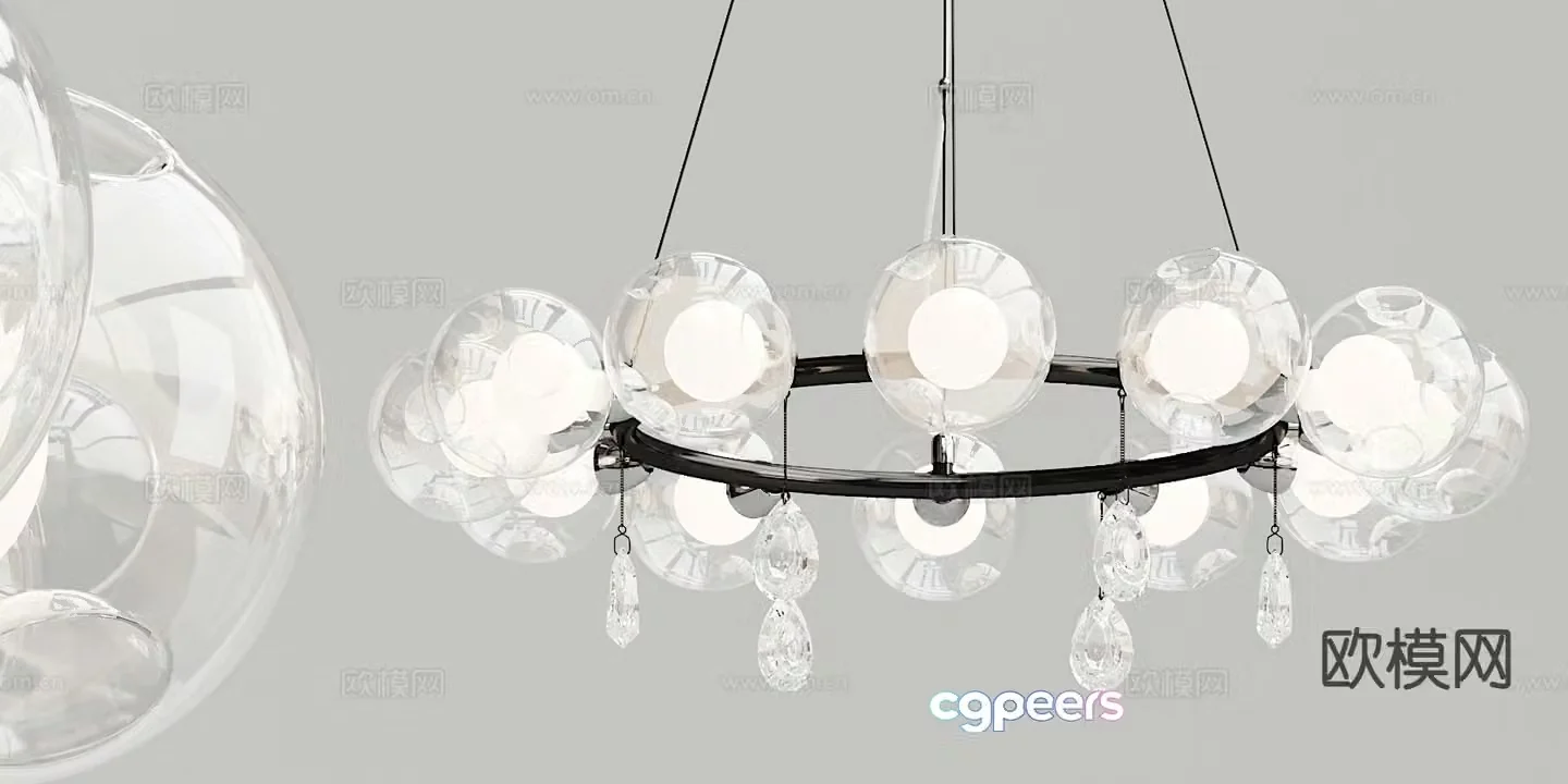 Modern glass chandelier spherical chandelier 3d model