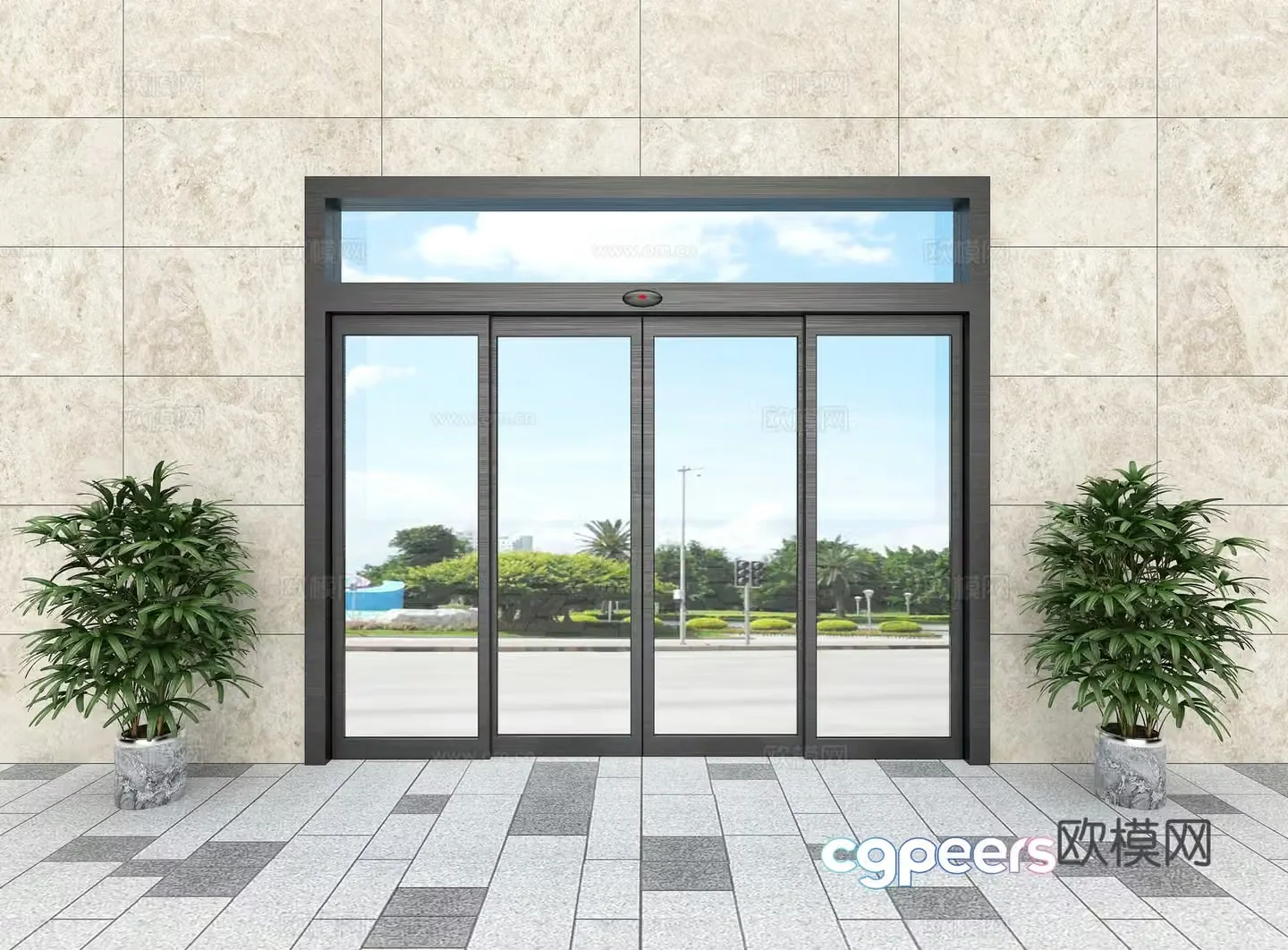 Office door automatic door sensor door 3d model