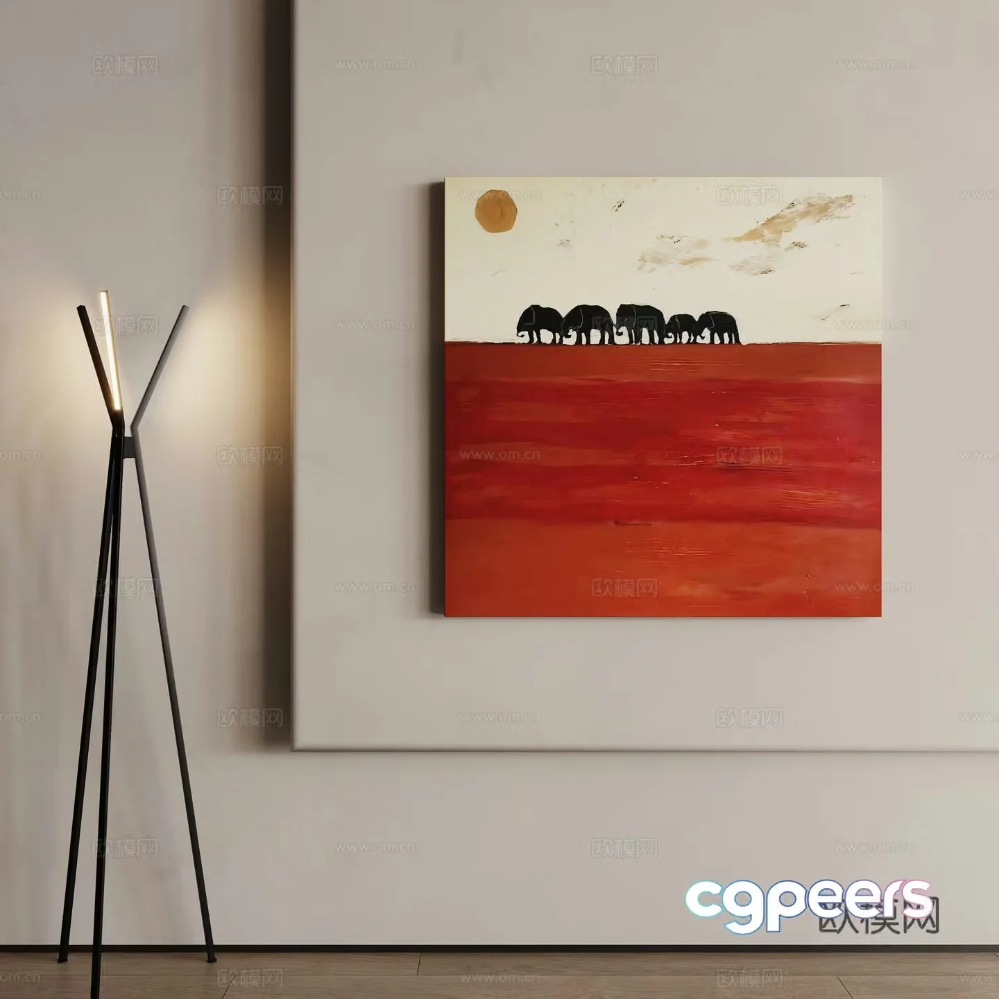 Middle-aged hanging paintings decorative paintings 3D model