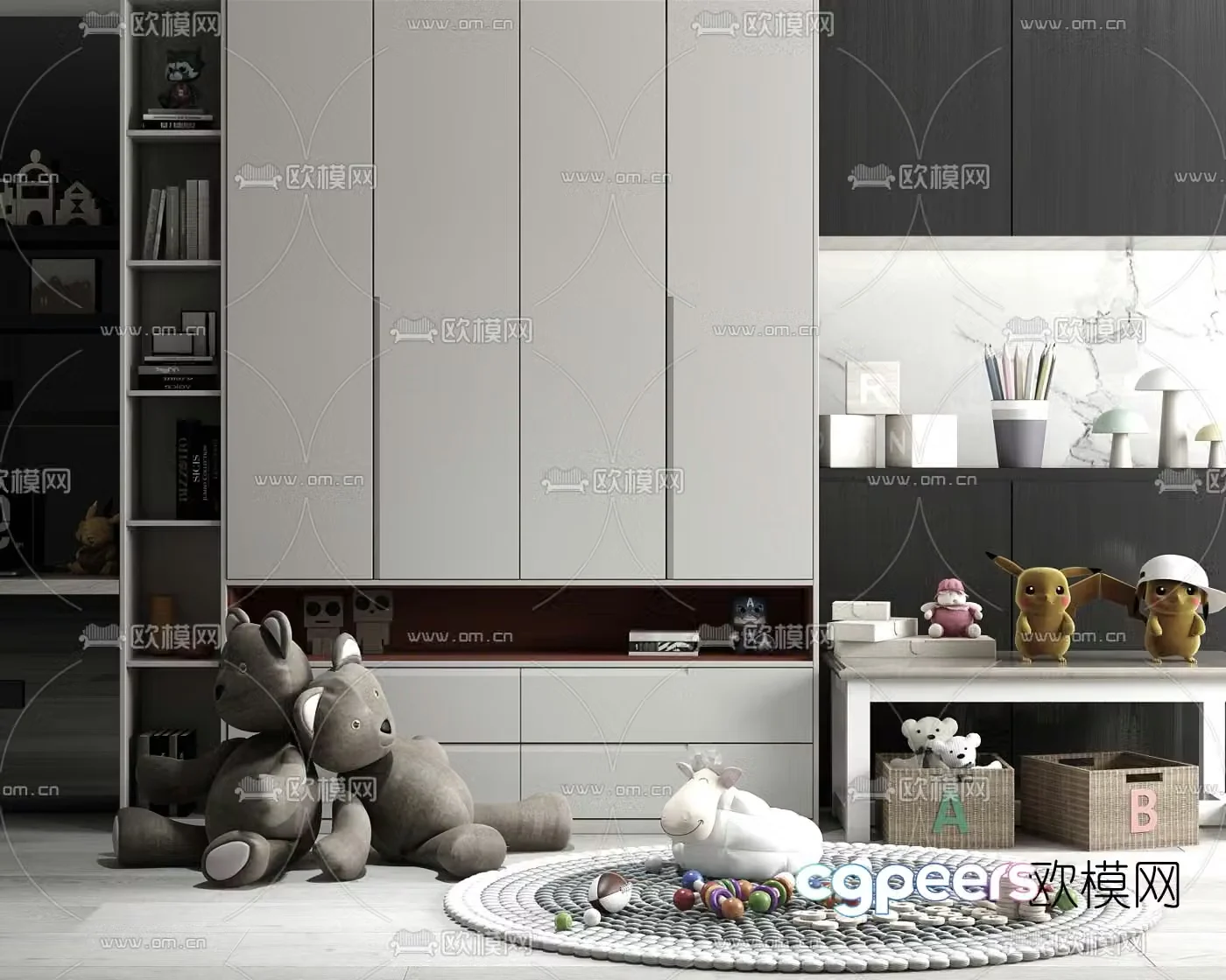 Modern toy puppet children’s cabinet 3d model