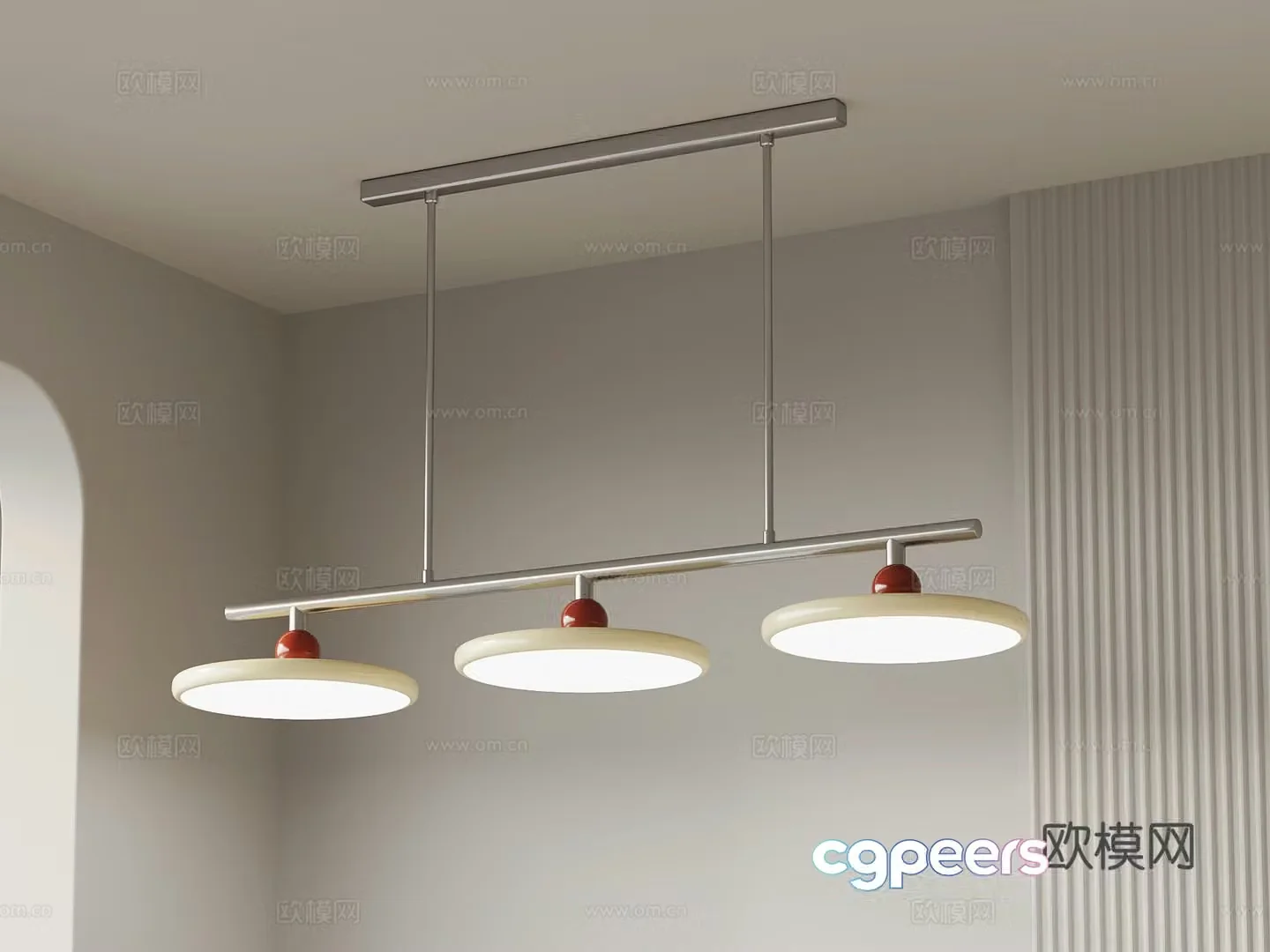 Modern Cream Style Chandelier Restaurant Chandelier Multi-head Chandelier 3D Model