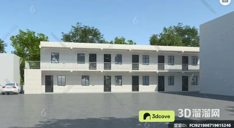 A 3D Rendering Of A White Building