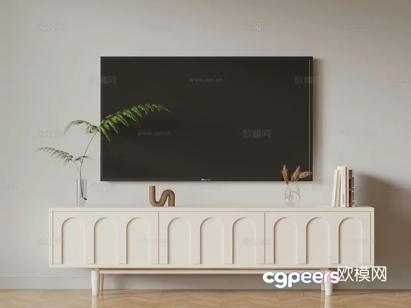 Modern creamy air TV cabinet 3d model