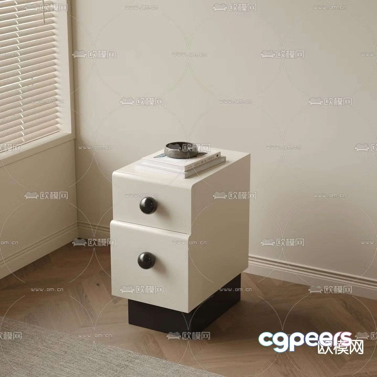 Cream style bedside table 3d model