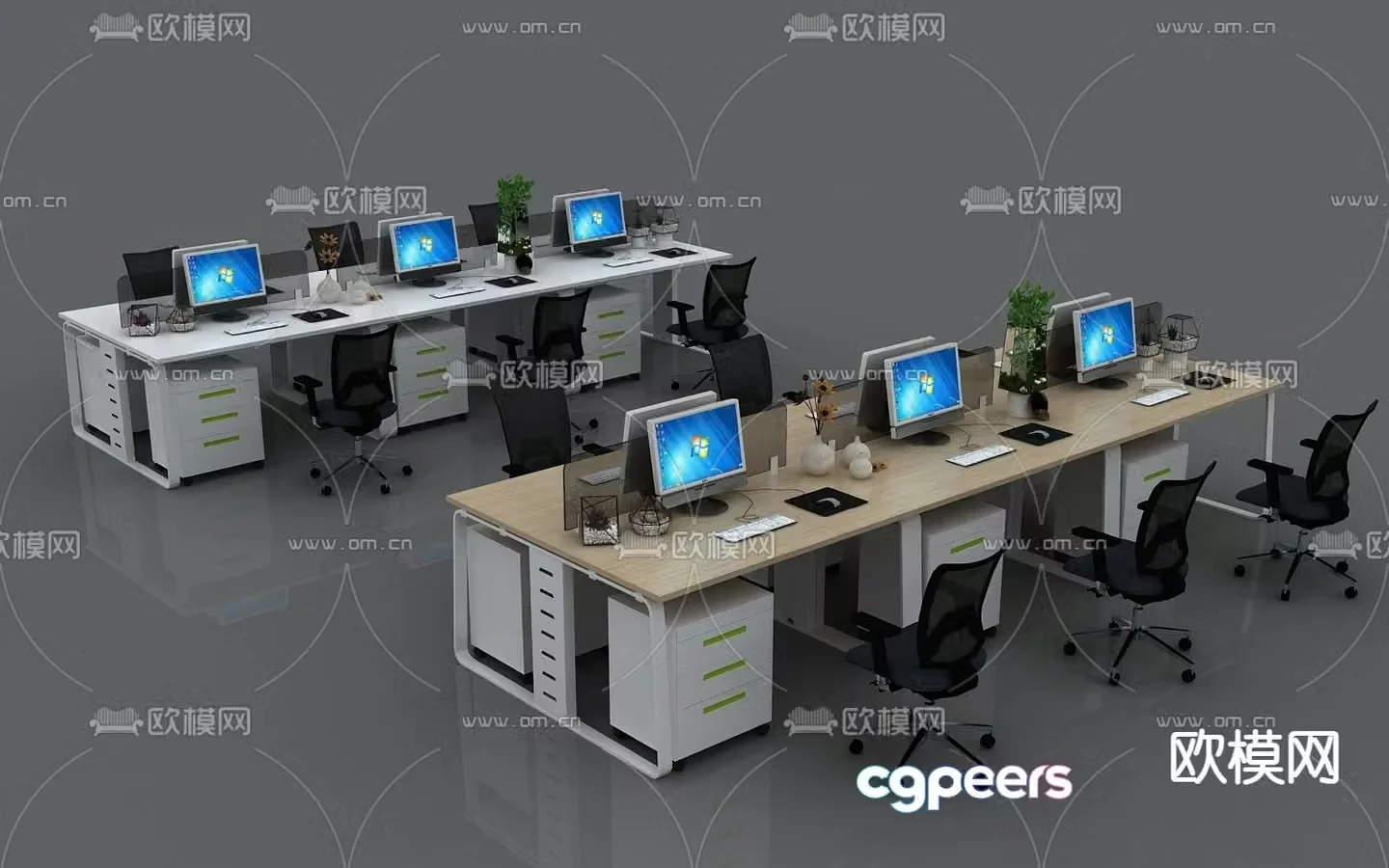 Simple computer desk screen card slot 3D model