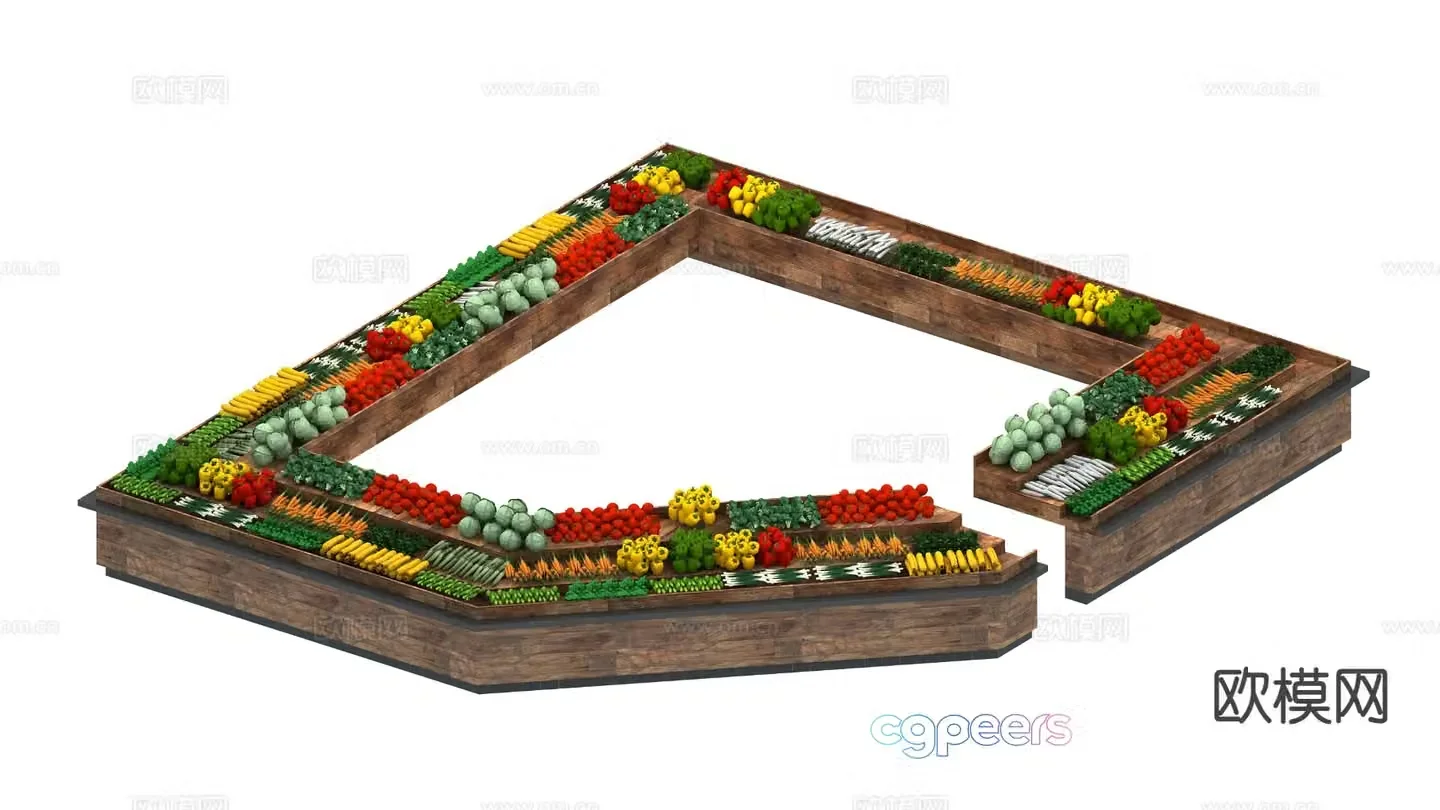 Fruit and vegetable display cabinet supermarket shelf 3d model