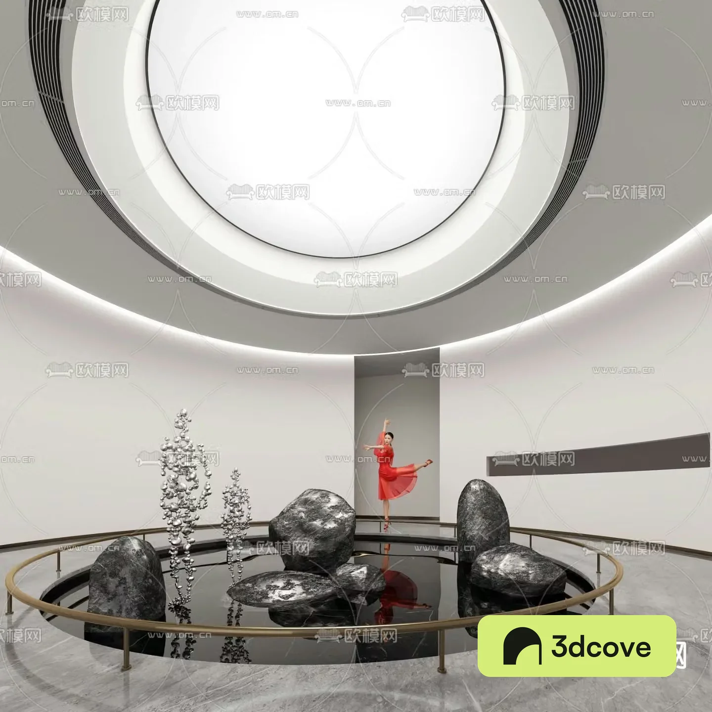 Indoor water feature landscape stone sculpture sketch