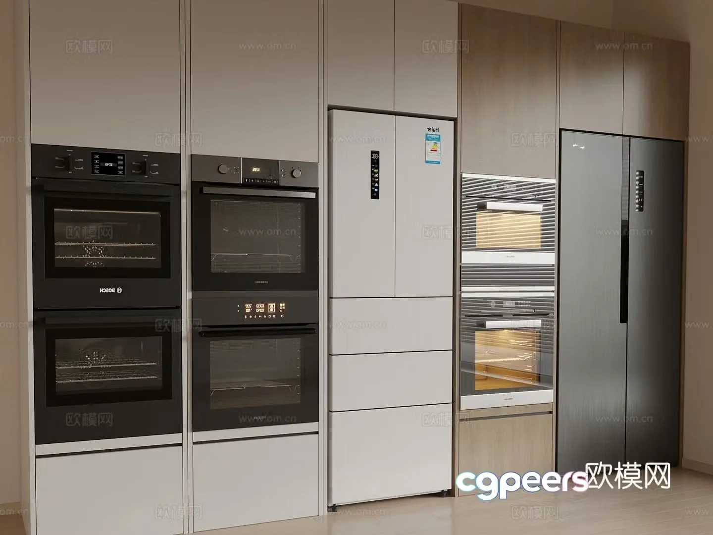 Modern refrigerator refrigerator cabinet oven 3d model