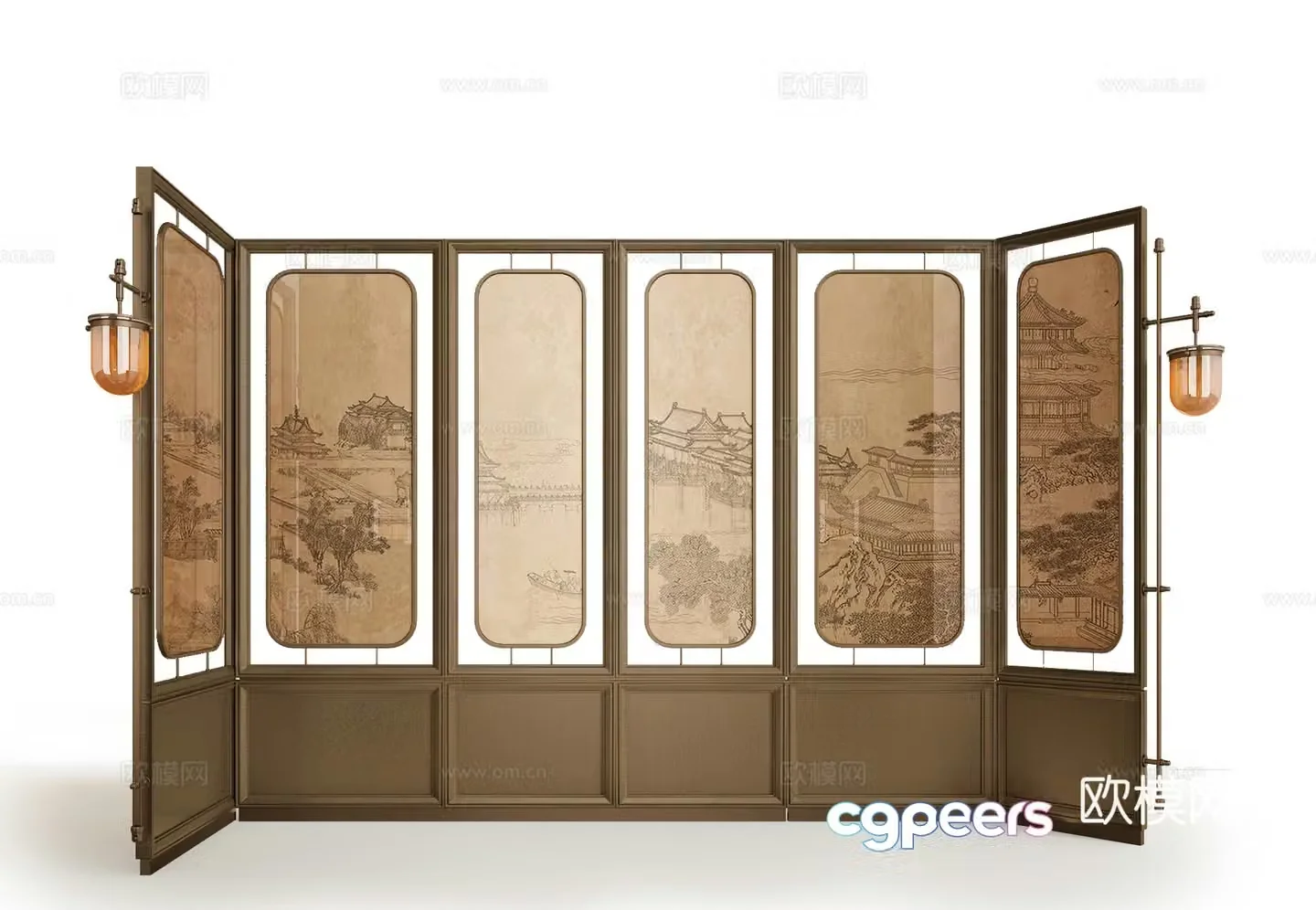 New Chinese style mural screen 3D model