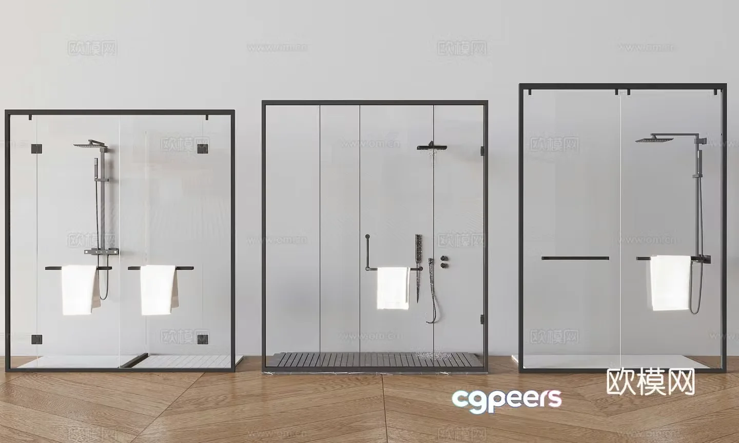 Shower room shower room glass partition 3d model
