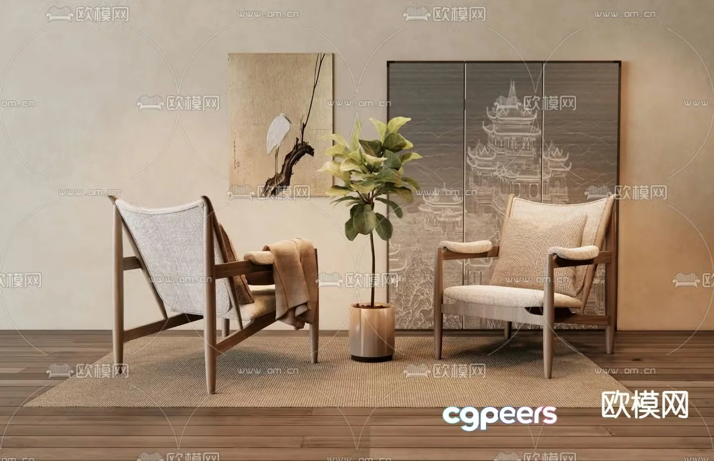 Wabi-sabi chair leisure chair 3d model