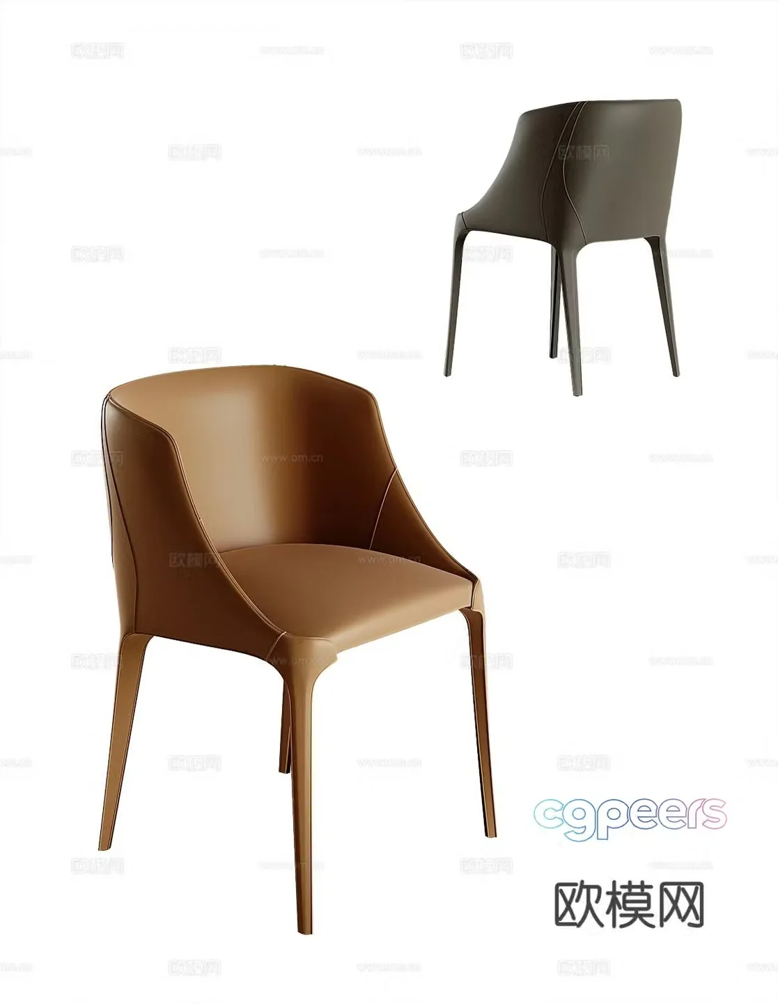 Modern single chair chair dining chair 3d model