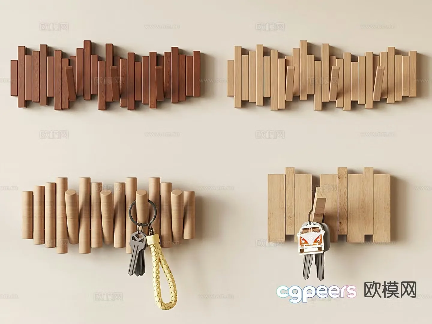 Medieval style piano key coat hook wall hanging coat rack coat rack 3D model