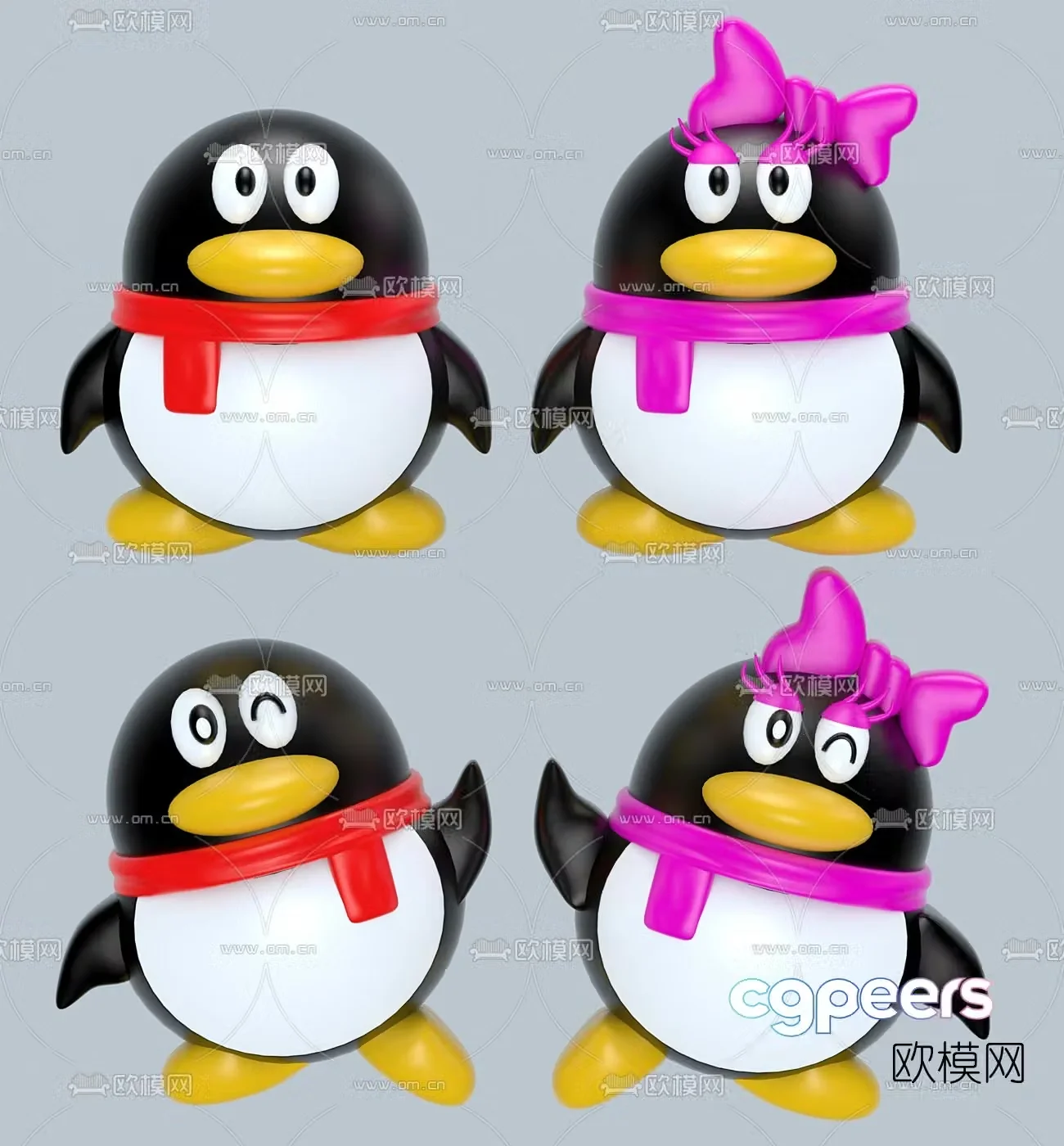 Modern Tencent Penguin Doll Toy 3D Model
