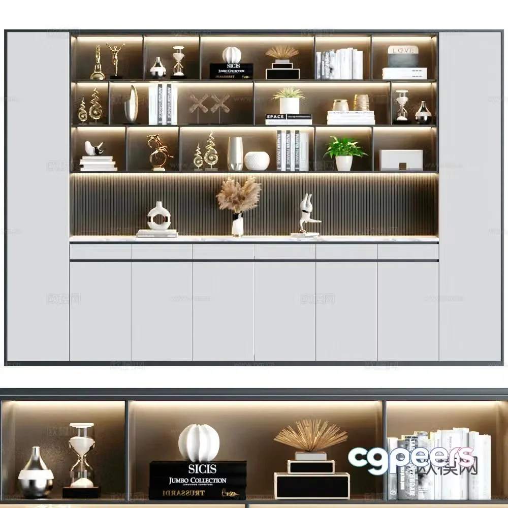 Decorative cabinet modern wall cabinet modern bookcase storage cabinet 3d model