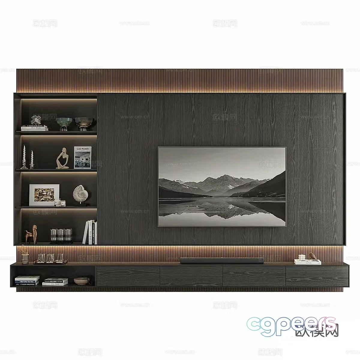 Modern TV background wall 3d model