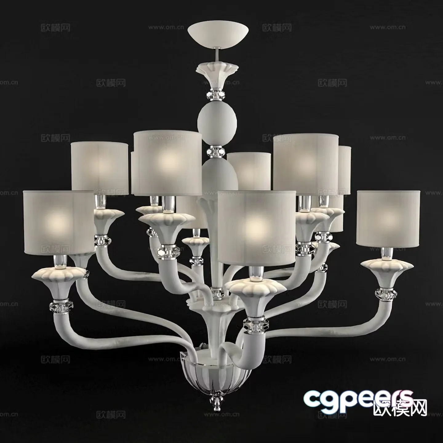 European style chandelier multi-head chandelier 3d model