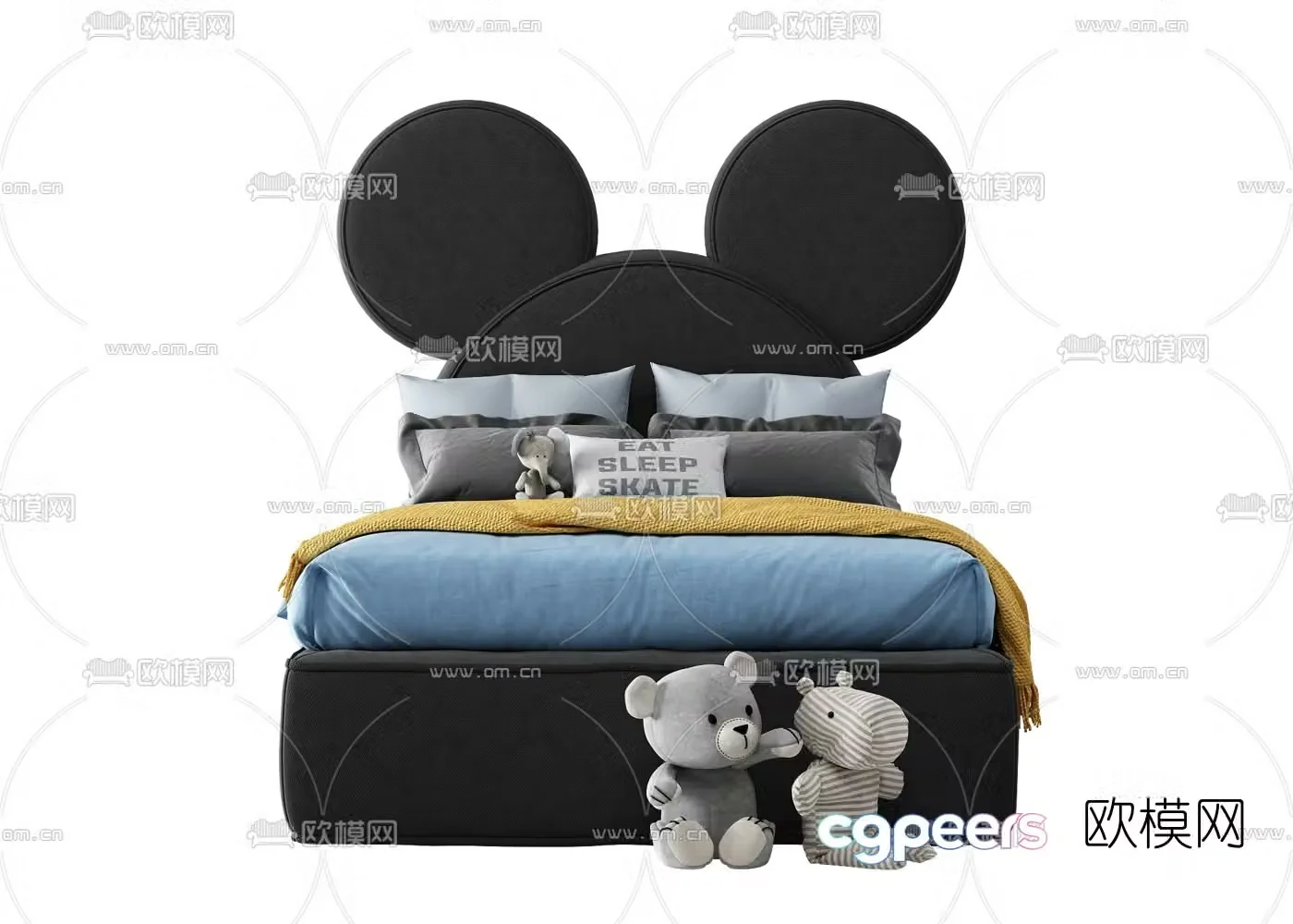 Modern fabric children’s bed 3d model