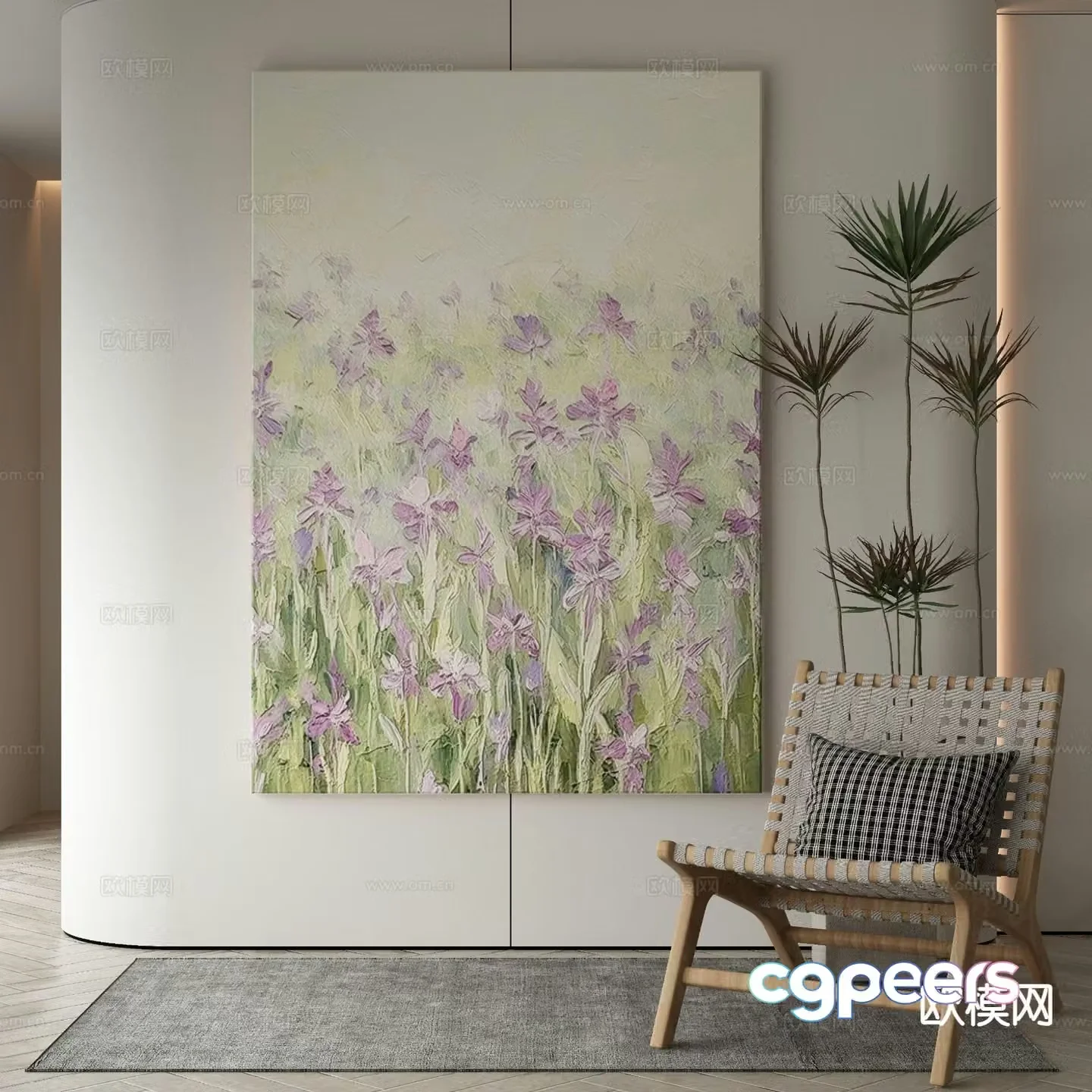 Modern art painting texture painting decorative painting 3d model