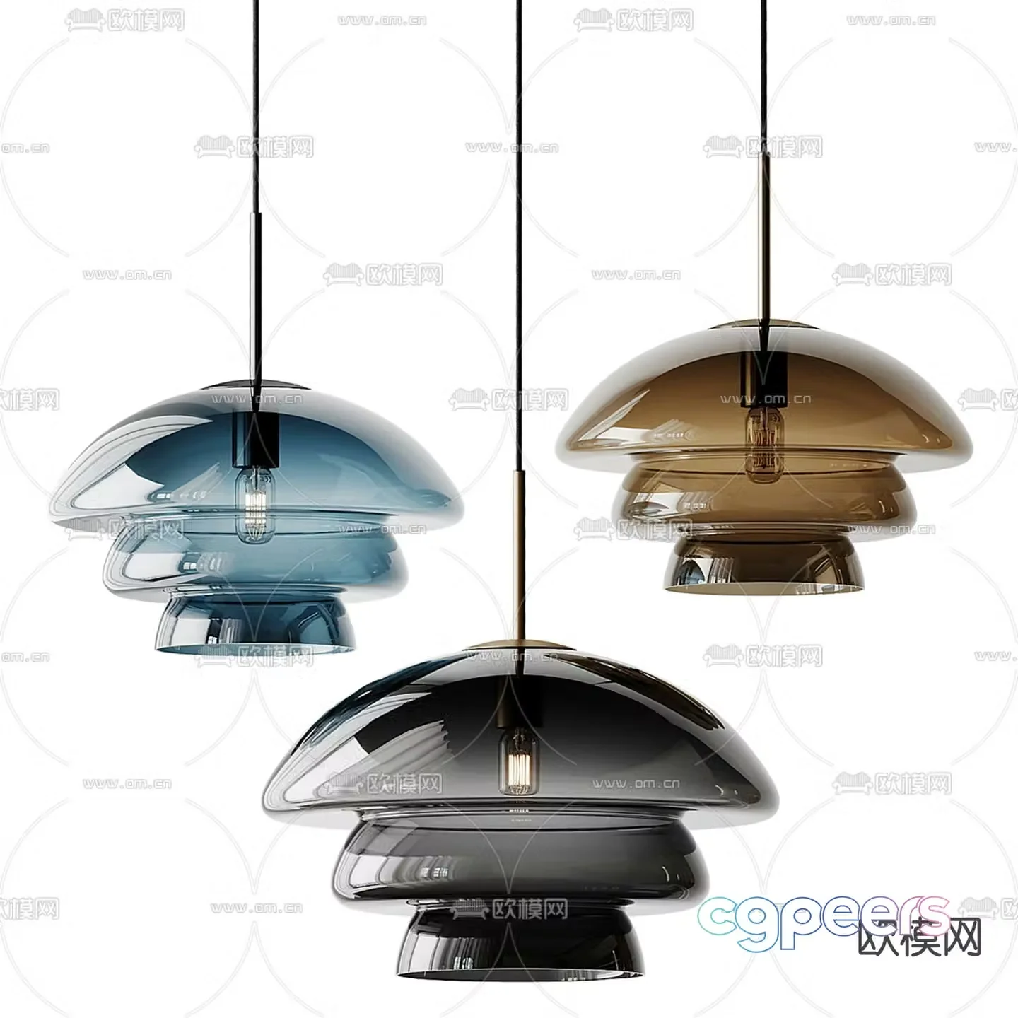 Glass Chandelier Restaurant Chandelier 3D Model