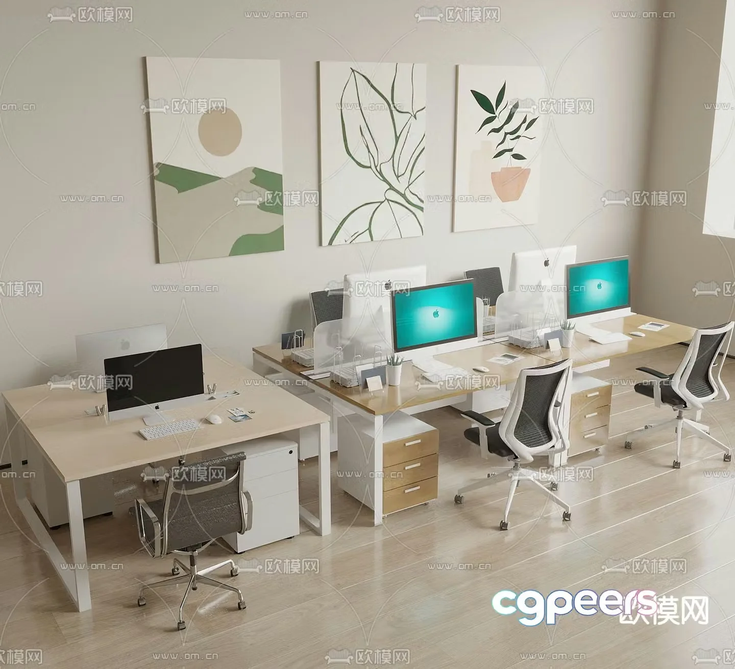 Card space desk work station post 3d model