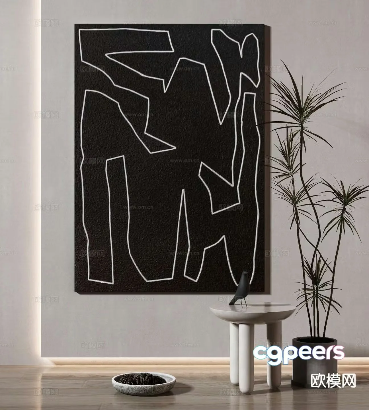 Modern texture painting decorative painting 3d model