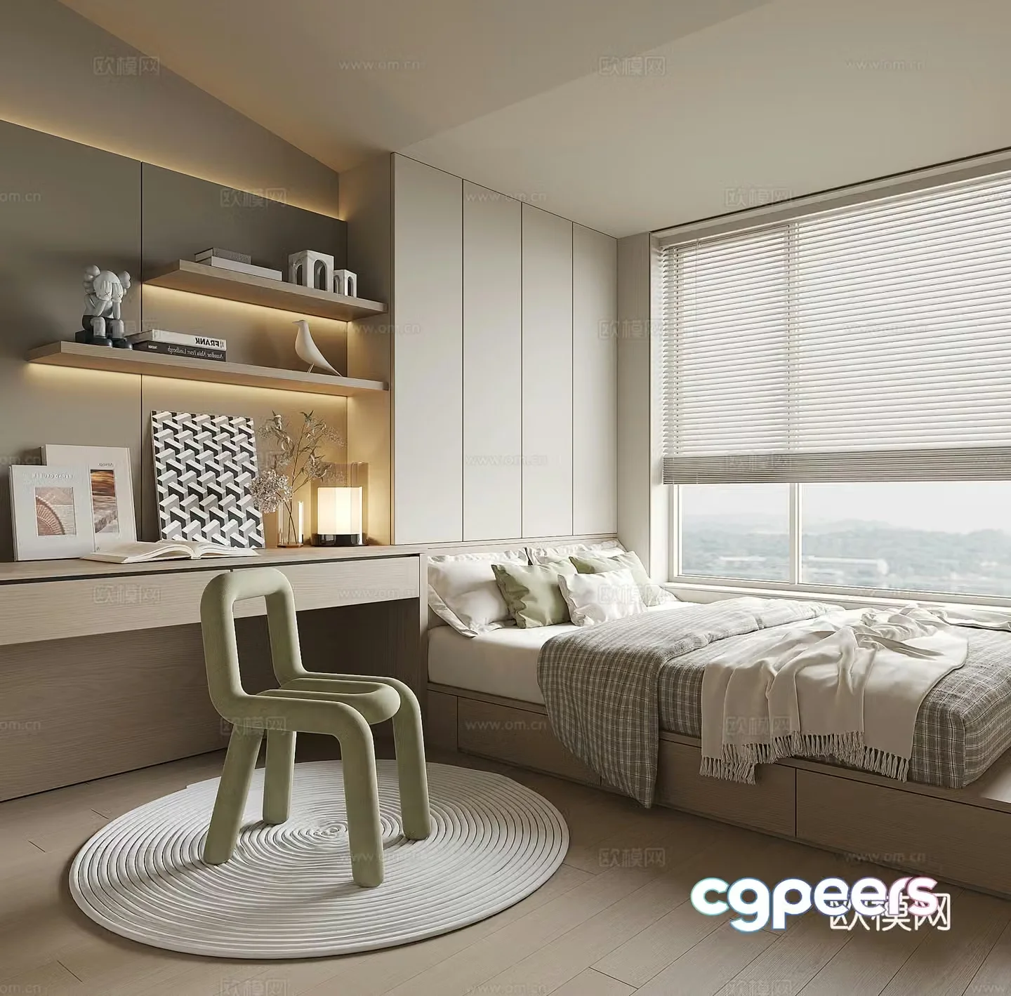 Modern tatami bedroom 3d model