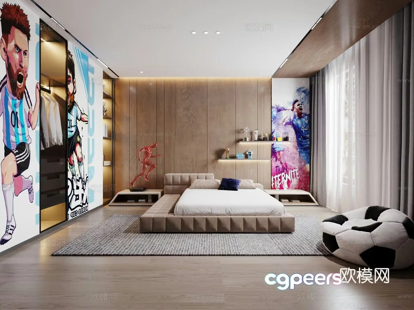 Modern sports style children’s room 3D model