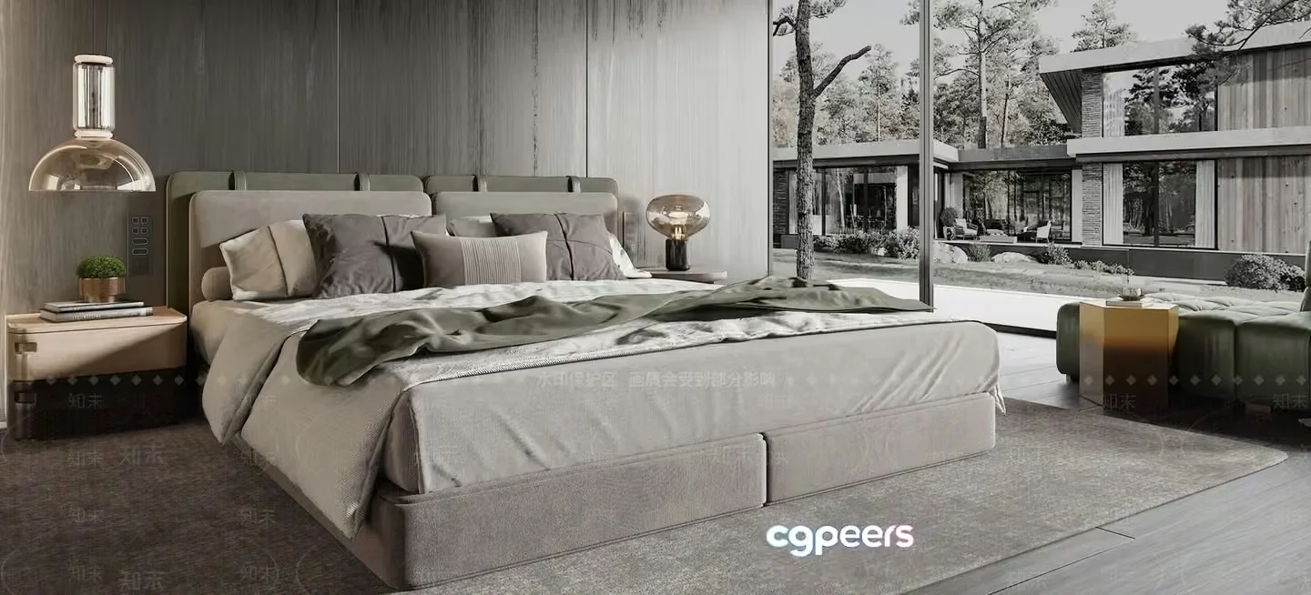 Modern Minimalist Bedroom 3D Model – 17408 – VRAY Render