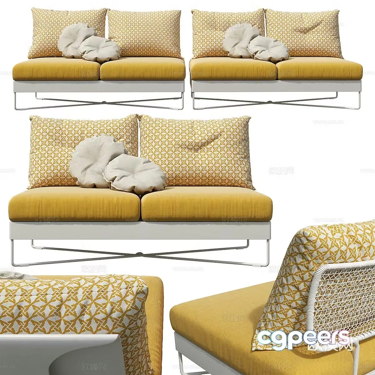 Modern Nordic double fabric casual sofa 3d model