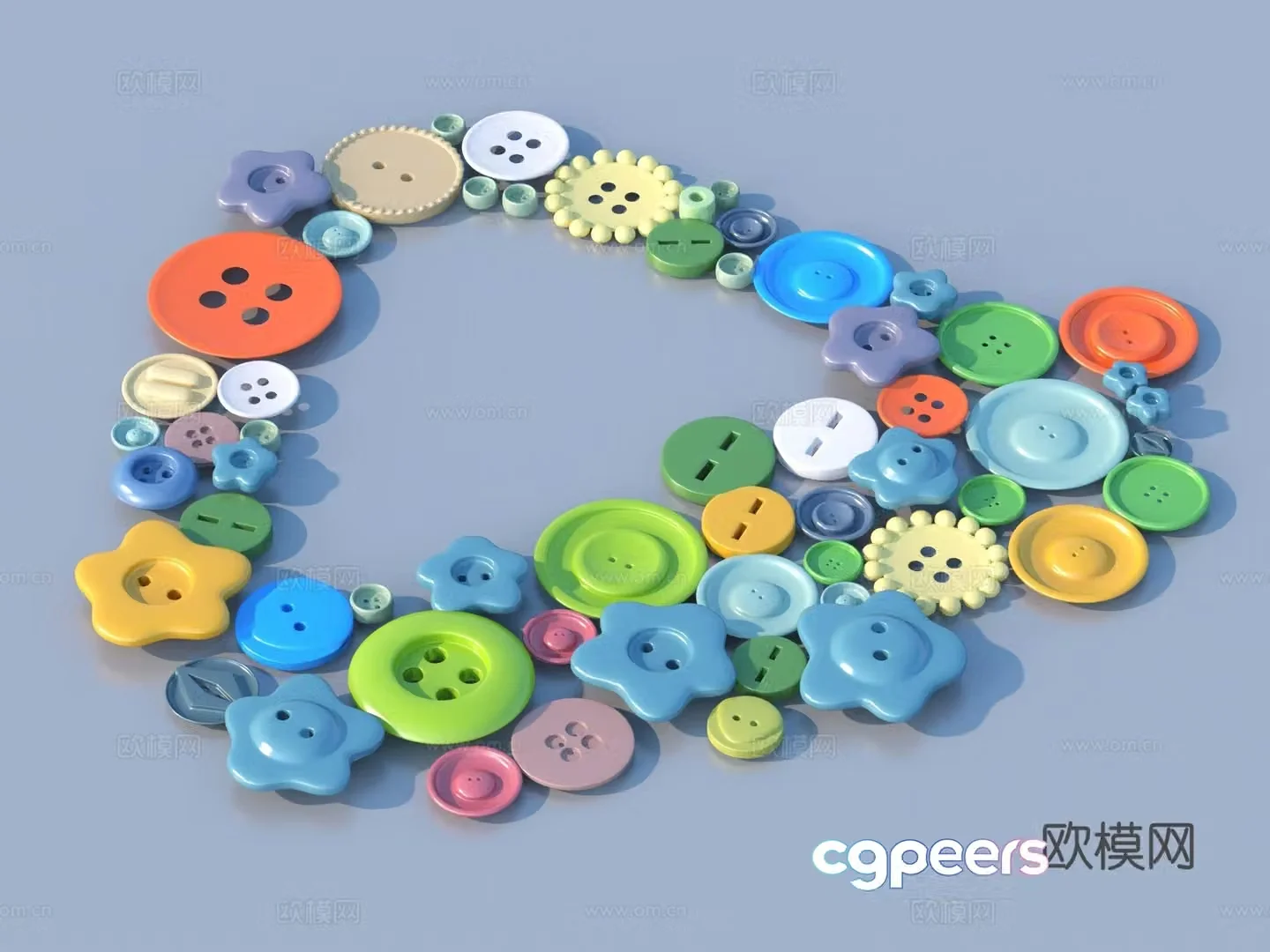 Buttons Sketch Ornaments 3D Model