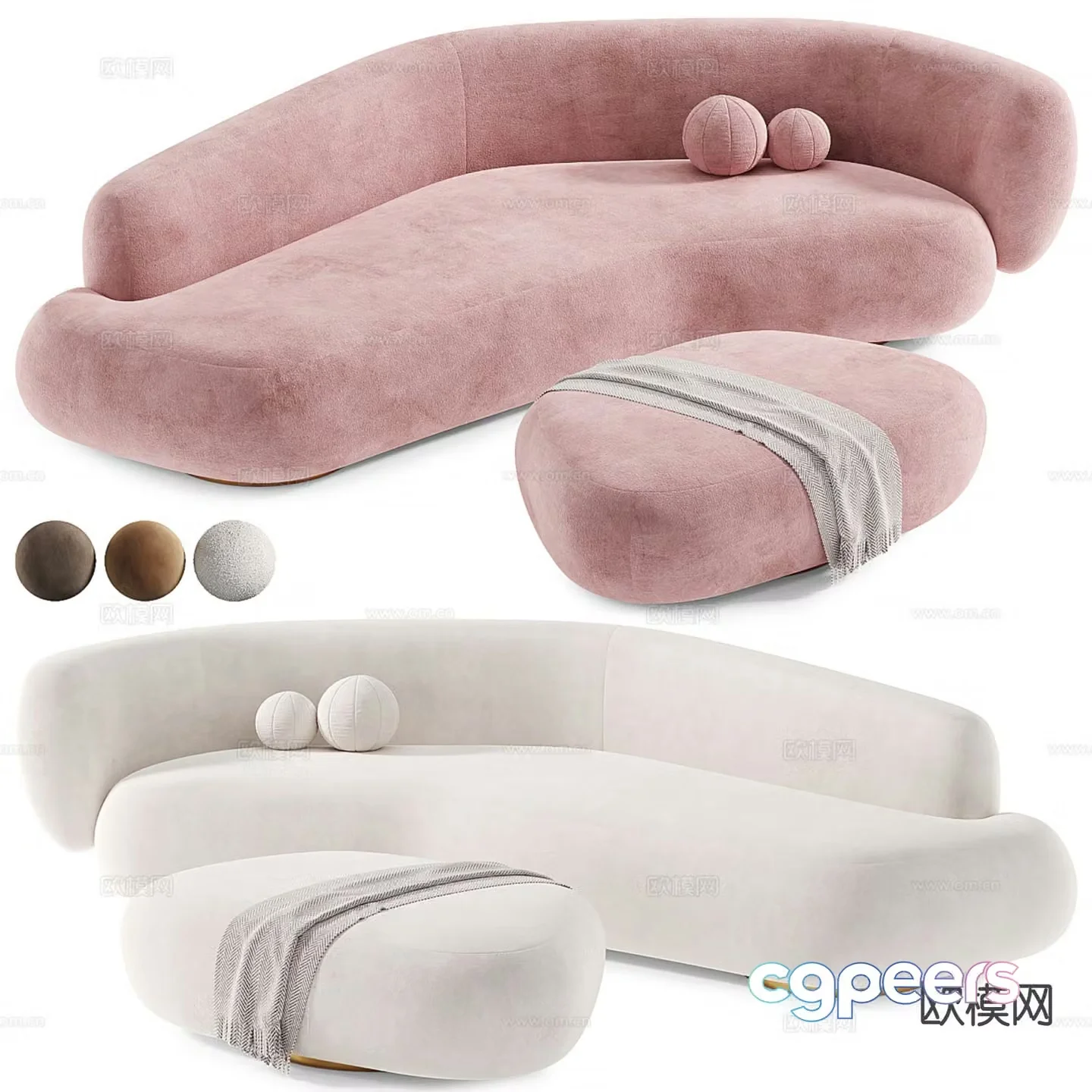 Modern special-shaped sofa leisure sofa folding sofa 3d model