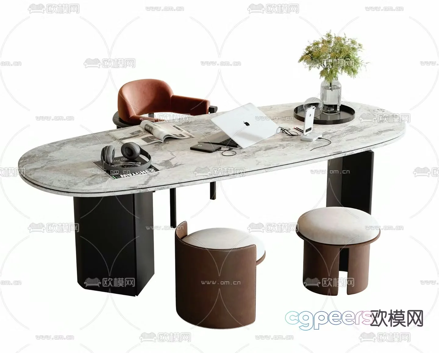 Modern desk writing desk computer desk 3d model