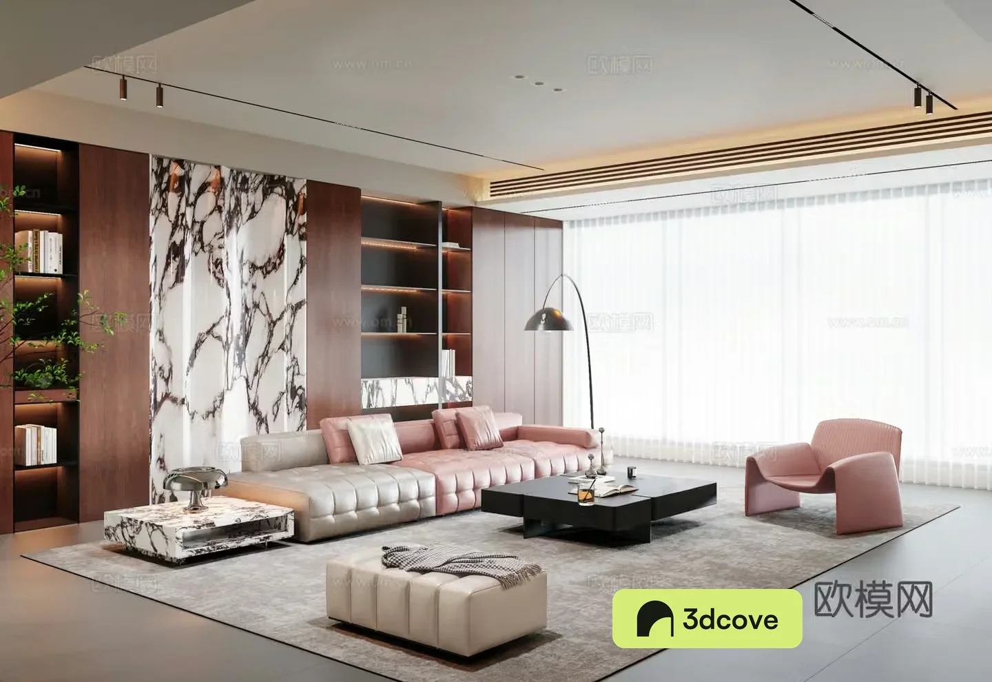 Modern Italian home living room sofa coffee table combination Italian background wall