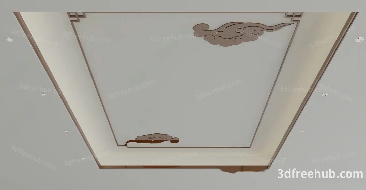 A Decorative Ceiling With A Design 3D Model – 22698 – VRAY Render