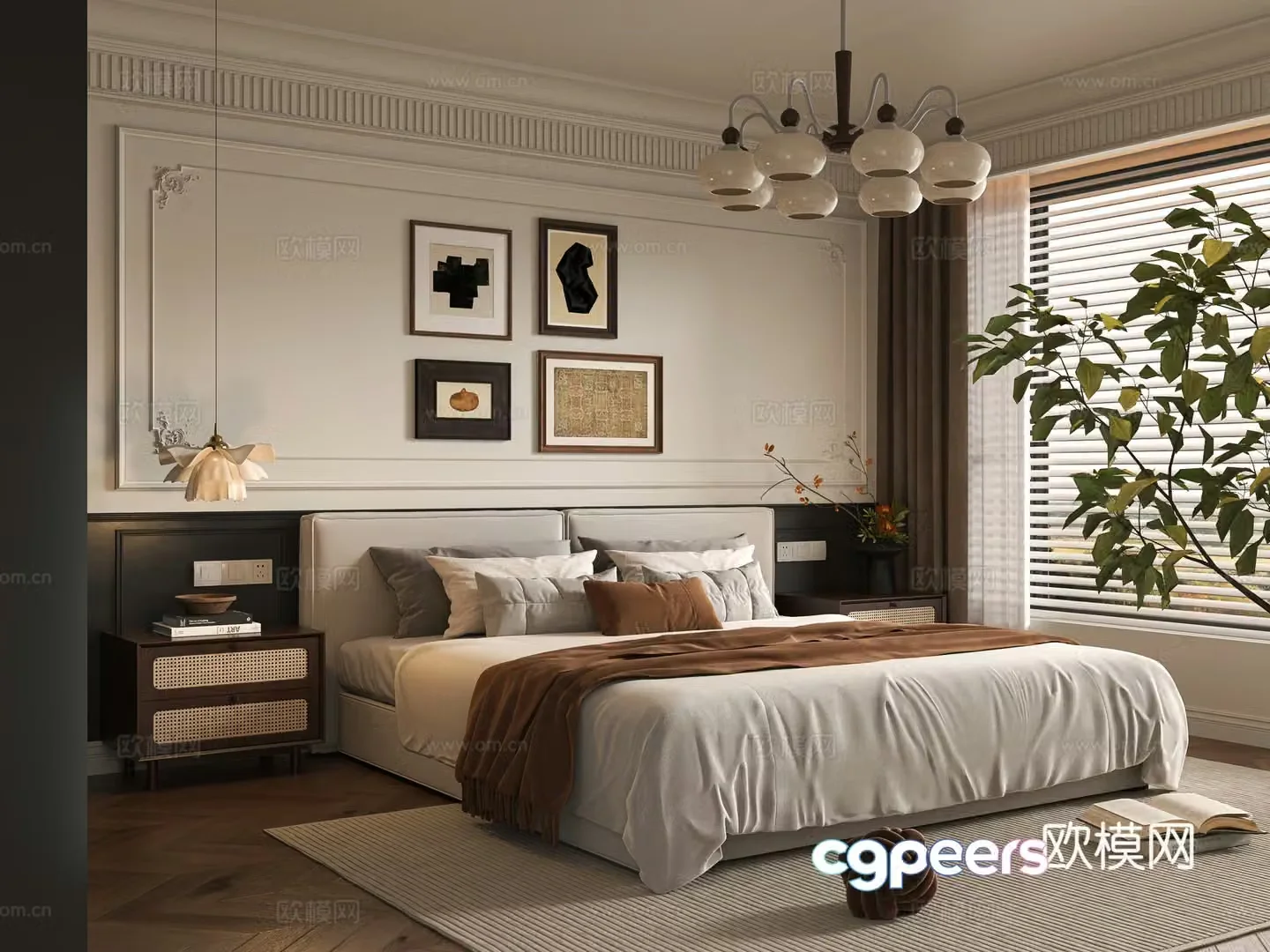 Middle style bedroom master bedroom 3D model