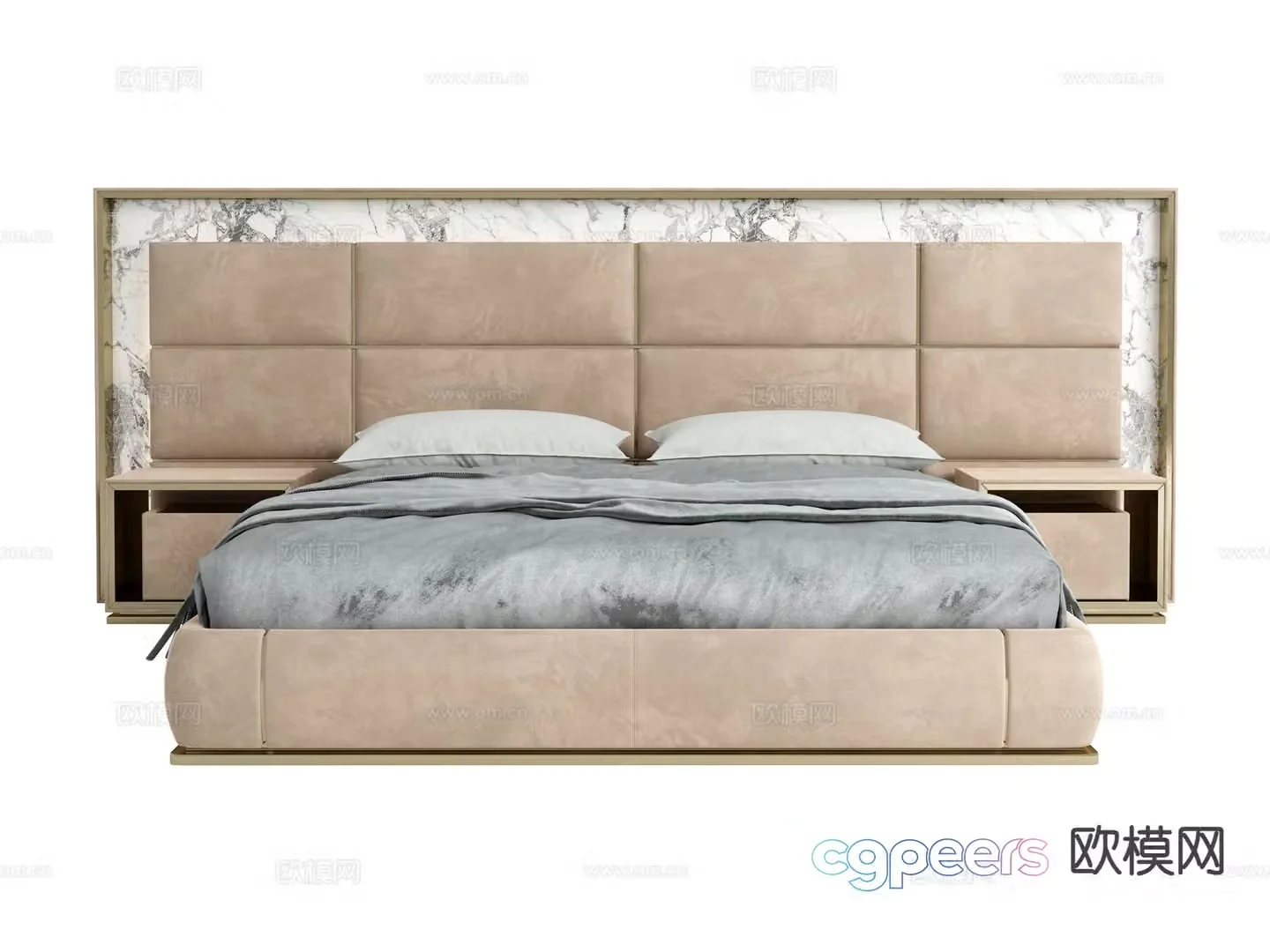 visionnaire Italian light luxury double bed 3D model