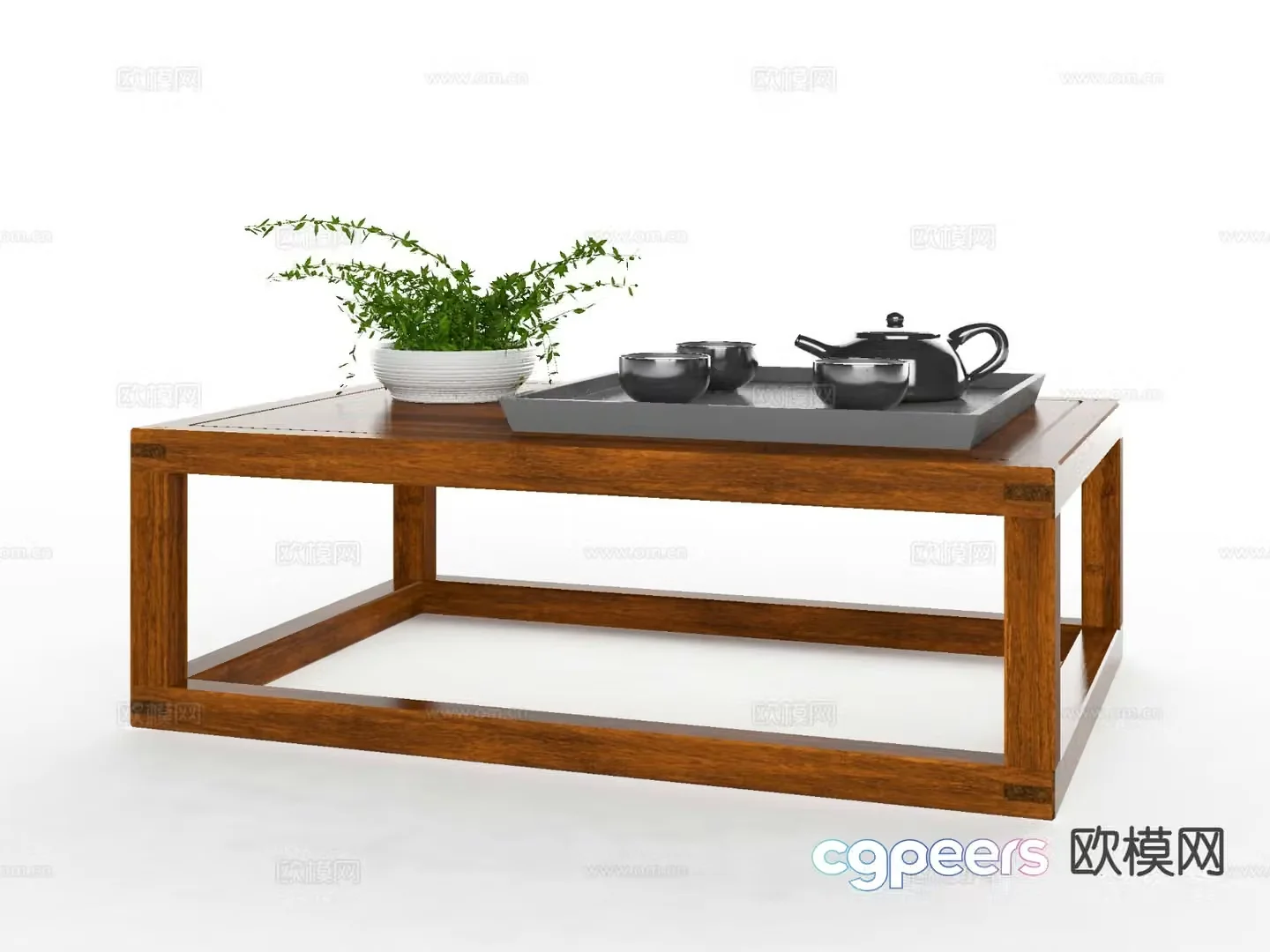 New Chinese style coffee table mahogany coffee table 3d model