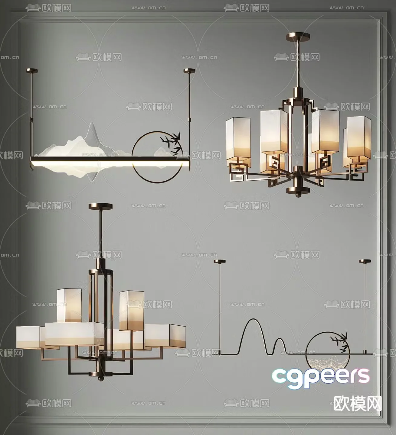 New Chinese style chandelier 3d model