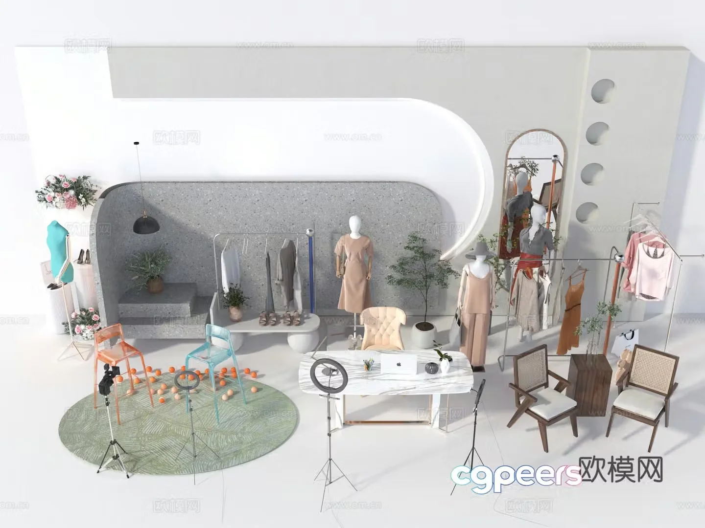 Women’s clothing store live broadcast room equipment 3D model