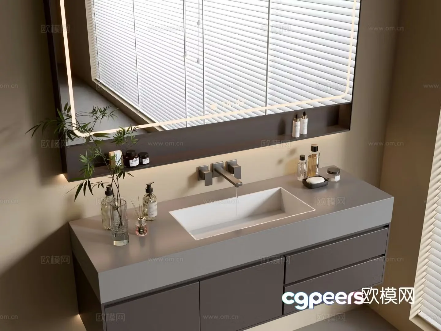 Modern bathroom cabinet bathroom basin bathroom ornaments mirror cabinet sink 3d model
